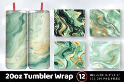Abstract Mint Gold Liquid Flow Tumbler Wrap, 20oz Skinny Tum Product Image 1