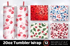 Cherry Leaves Tumbler Wrap, 20oz Skinny Tumbler Wrap Product Image 1