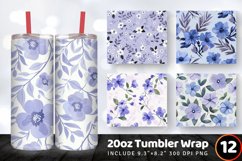 Cute Periwinkle Floral Tumbler Wrap, 20oz Skinny Tumbler Wra Product Image 1