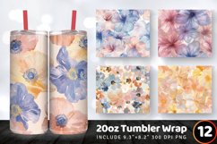 Soft Pastel Flowers Tumbler Wrap, 20oz Skinny Tumbler Wraps Product Image 1