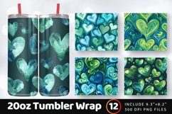 Blue Green Dreamy Heart Tumbler Wrap, 20oz Skinny Tumbler Wr Product Image 1