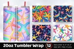 Rainbow Starfish Tumbler Wrap, 20oz Skinny Tumbler Wrap Product Image 1