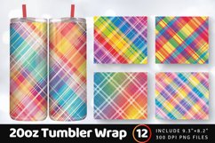 Rainbow Plaid Tumbler Wrap, 20oz Skinny Tumbler Wrap Product Image 1