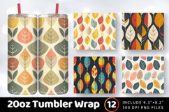 Retro Triple Leaf Digital Tumbler Wrap, 20oz Skinny Tumbler Product Image 1