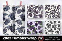 Doodles Blackberry Tumbler Wrap, 20oz Skinny Tumbler Wrap Product Image 1