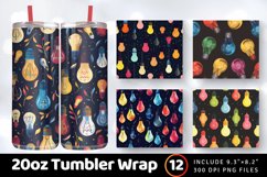 Colorful Lightbulbs Tumbler Wrap, 20oz Skinny Tumbler Wraps Product Image 1