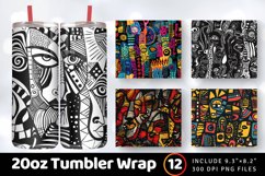 Abstract African American Doodle Tumbler Wrap, 20oz Skinny T Product Image 1