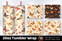 Fall Cute Butterflies Tumbler Wrap, 20oz Skinny Tumbler Wrap Product Image 1