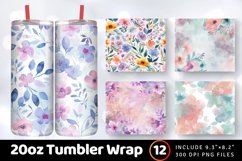 Pastel Watercolor Floral Tumbler Wrap, 20oz Skinny Tumbler W Product Image 1