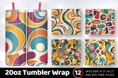 Funky Hand Drawn 60s Retro Tumbler Wrap, 20oz Skinny Tumbler Product Image 1