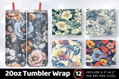 Vintage Chill Floral Tumbler Wrap, 20oz Skinny Tumbler Wraps Product Image 1