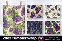Doodles Grapes Tumbler Wrap, 20oz Skinny Tumbler Wrap Product Image 1