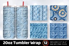 Soft Blue Crochet Fabric Textile Tumbler Wrap, 20oz Skinny T Product Image 1
