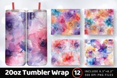 Watercolor Pastel Alcohol Ink Flowers Tumbler Wrap, 20oz Ski Product Image 1