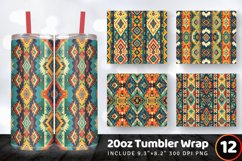 Boho Tribal Print Tumbler Wrap, 20oz Skinny Tumbler Wrap Product Image 1