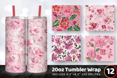 Pink Embroidery Flowers Tumbler Wrap, 20oz Skinny Tumbler Wr Product Image 1