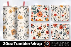 Minimal Boho Flowers Tumbler Wrap, 20oz Skinny Tumbler Wrap Product Image 1