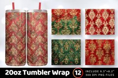 Christmas Damask Tumbler Wrap, 20oz Skinny Tumbler Wraps Product Image 1