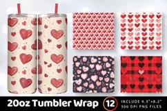Hearts Valentines Day Plaid Tumbler Wrap, 20oz Skinny Tumble Product Image 1