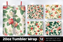 Cottage core Floral Apple Garden Tumbler Wrap, 20oz Skinny T Product Image 1
