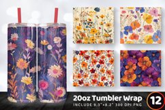 Vibrant Pressed Flowers Tumbler Wrap, 20oz Skinny Tumbler Wr Product Image 1