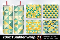 Yellow Teal Geometric Tumbler Wrap, 20oz Skinny Tumbler Wrap Product Image 1