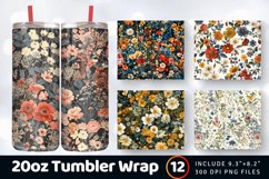 Cottage core Floral Garden Fabric Tumbler Wrap, 20oz Skinny Product Image 1