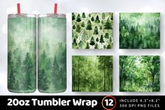 Watercolor Green Forest Tumbler Wrap, 20oz Skinny Tumbler Wr Product Image 1
