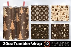 Brown Christmas Tumbler Wrap, 20oz Skinny Tumbler Wraps Product Image 1