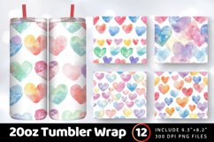 Soft Watercolor Pastel Multicolor Hearts Tumbler Wrap, 20oz Product Image 1