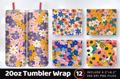 Risograph Flowers Tumbler Wrap, 20oz Skinny Tumbler Wrap Product Image 1