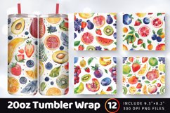 Watercolor Fruit Décor Tumbler Wrap, 20oz Skinny Tumbler Wra Product Image 1