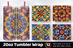 Kaleidoscope Stained Glass Tumbler Wrap, 20oz Skinny Tumbler Product Image 1