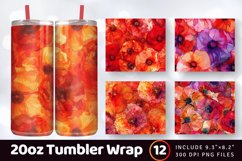 Poppy Alcohol Ink Flowers Tumbler Wrap, 20oz Skinny Tumbler Product Image 1