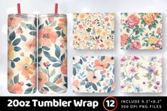 Pastel Floral Book Tumbler Wrap, 20oz Skinny Tumbler Wrap Product Image 1