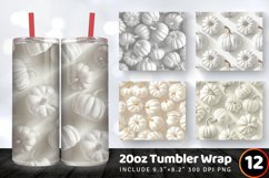 3D White Pumpkins Tumbler Wrap, 20oz Skinny Tumbler Wrap Product Image 1