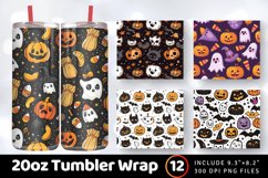 Cute Kawaii Halloween Tumbler Wrap, 20oz Skinny Tumbler Wrap Product Image 1
