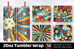 Retro Vintage Abstract Comic Pop Tumbler Wrap, 20oz Skinny T Product Image 1