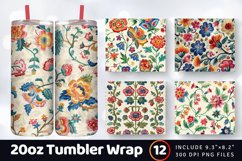 Floral Knitted Embroidery Tumbler Wrap, 20oz Skinny Tumbler Product Image 1