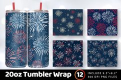 4th of July Fireworks Tumbler Wrap, 20oz Skinny Tumbler Wrap Product Image 1