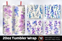 Watercolor Larkspur Flower Tumbler Wrap, 20oz Skinny Tumbler Product Image 1