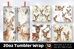 Watercolor Deer and Kangaroo Tumbler Wrap, 20oz Skinny Tumbl Product Image 1