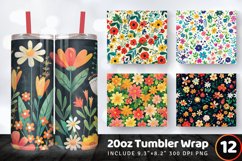 Festive Flowers Garden Tumbler Wrap, 20oz Skinny Tumbler Wra Product Image 1