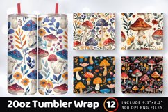 Floral Mushrooms Fabric Tumbler Wrap, 20oz Skinny Tumbler Wr Product Image 1