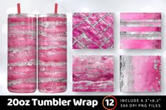 Pink and Silver Glam Edge Tumbler Wrap, 20oz Skinny Tumbler Product Image 1
