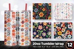 Stitch &amp; Knitted Flowers Tumbler Wrap, 20oz Skinny Tumbler Product Image 1