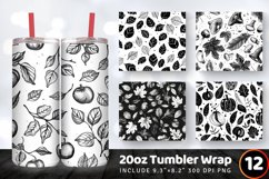 Black &amp; White Autumn Tumbler Wrap, 20oz Skinny Tumbler Wrap Product Image 1