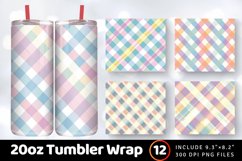 Pastel Gingham Repeat Plaids Tumbler Wrap, 20oz Skinny Tumbl Product Image 1