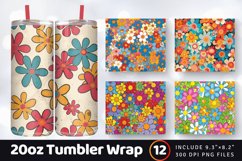 Groovy Flowers Tumbler Wrap, 20oz Skinny Tumbler Wrap Product Image 1