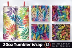 Rainbow Fern Digital Tumbler Wrap, 20oz Skinny Tumbler Wrap Product Image 1